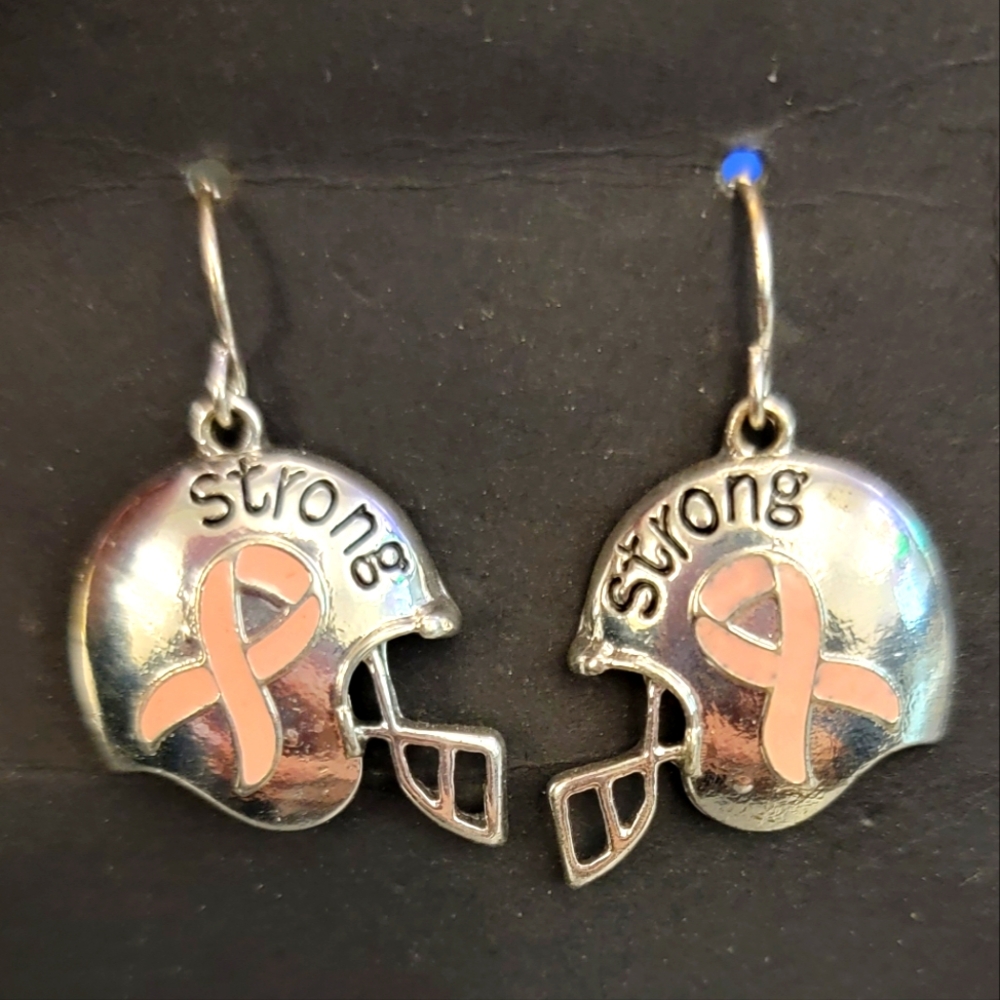 COPY - Breast Cancer Ribbon Football Helmet Earrings
